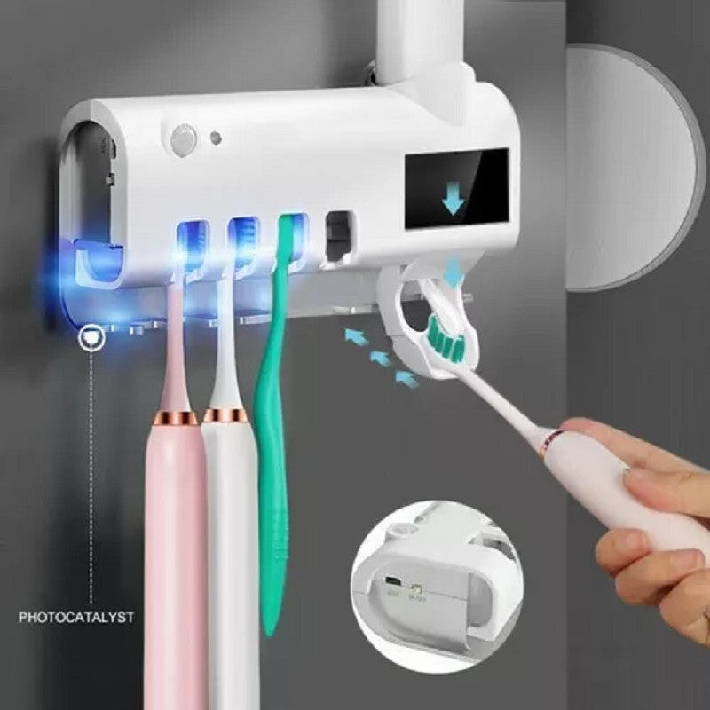 Dispensador Crema Dental y esterilizador UV de cepillo de dientes