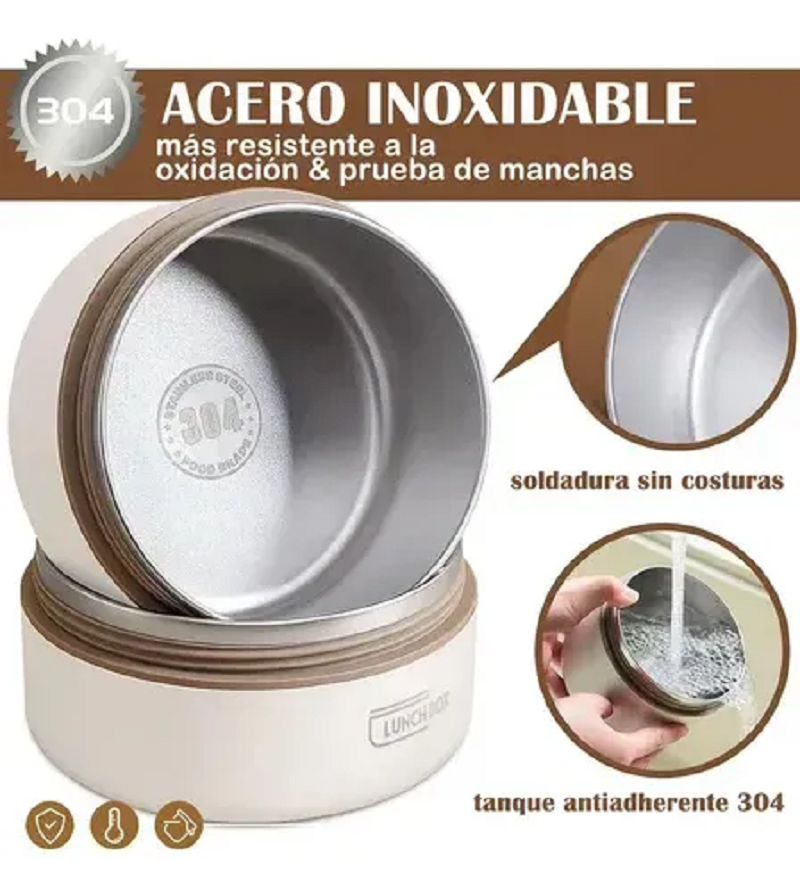 Lonchera térmica portátil de 4 piezas en acero inoxidable