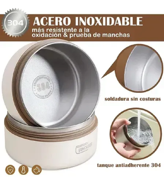 Lonchera térmica portátil de 4 piezas en acero inoxidable