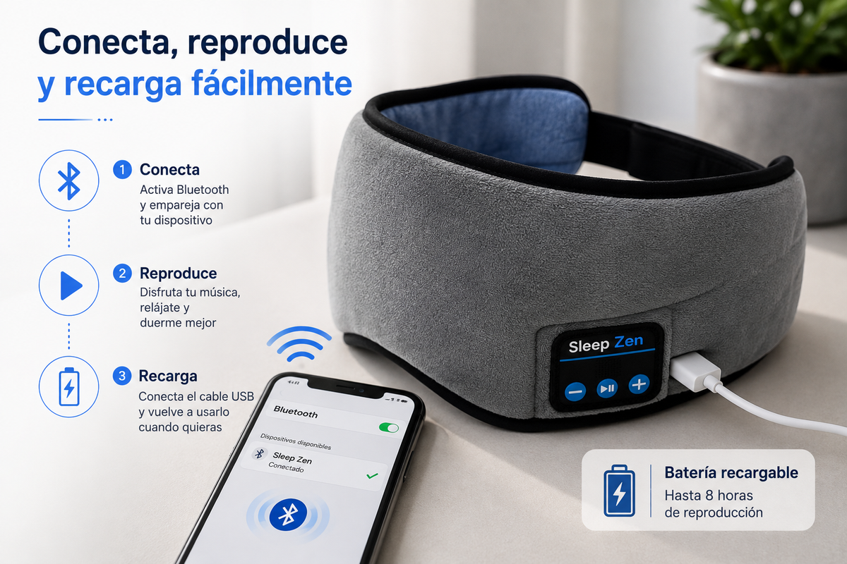 Antifaz bluetooth descanso y relajación